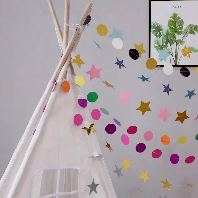 Ins Creative 4M Penkiakampė žvaigždės vėliava apvali žvaigždutė Popierinės girliandos Reklamjuostė Gimtadienio fonas Sienų papuošalai Styginių vėliava Par