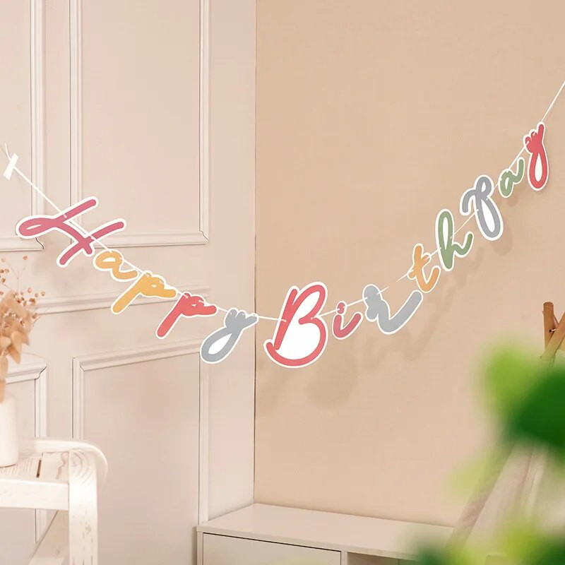 Spalvinga ligatūros raidės dydžio traukiama vėliavėlė Gimtadienio jubiliejaus pasveikinimo kūdikių vakarėlio dovanų vakarėlis kabantis girlianda „pasidaryk pats“