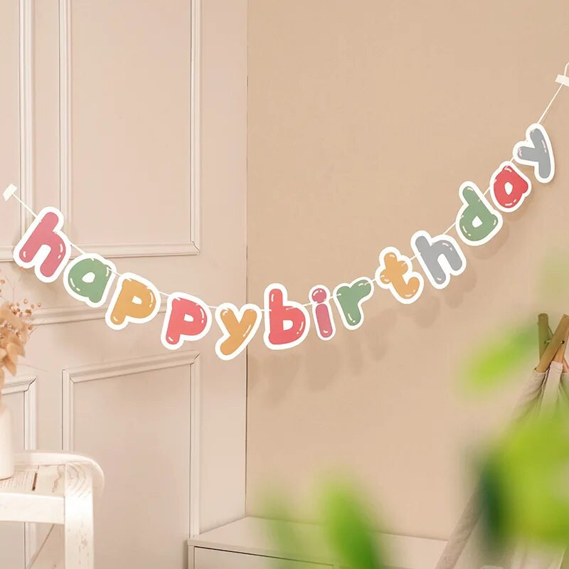 Spalvinga ligatūros raidės dydžio traukiama vėliavėlė Gimtadienio jubiliejaus pasveikinimo kūdikių vakarėlio dovanų vakarėlis kabantis girlianda „pasidaryk pats“