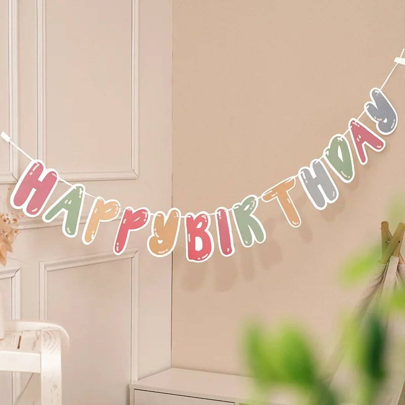 Spalvinga ligatūros raidės dydžio traukiama vėliavėlė Gimtadienio jubiliejaus pasveikinimo kūdikių vakarėlio dovanų vakarėlis kabantis girlianda „pasidaryk pats“