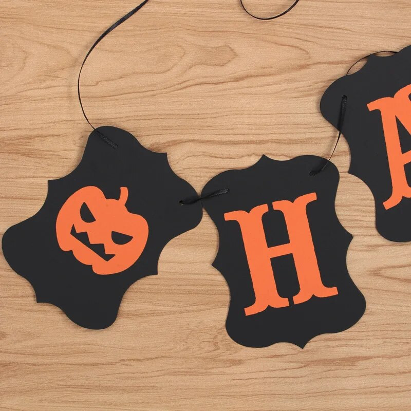 Helovino vakarėlio dekoravimas HAPPY HALLOWEEN Vėliavos traukimas Vaiduoklių namas Vaiduoklių festivalis Vakarėlio langas Kabantis šutvė girlianda „pasidaryk pats“