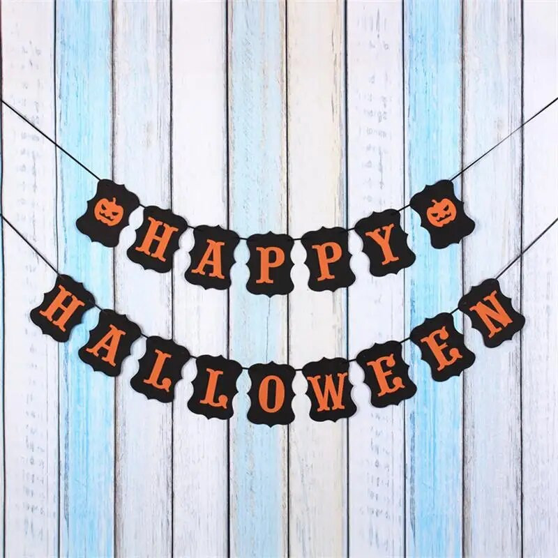 Helovino vakarėlio dekoravimas HAPPY HALLOWEEN Vėliavos traukimas Vaiduoklių namas Vaiduoklių festivalis Vakarėlio langas Kabantis šutvė girlianda „pasidaryk pats“