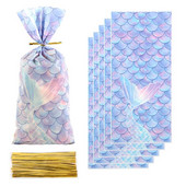 50 τμχ Mermaid Party Candy Τσάντες δώρου Μπισκότο Τσάντα συσκευασίας Παιδικό κορίτσι Μικρή Γοργόνα με θέμα Γενέθλια Προμήθειες για πάρτι για μωρά