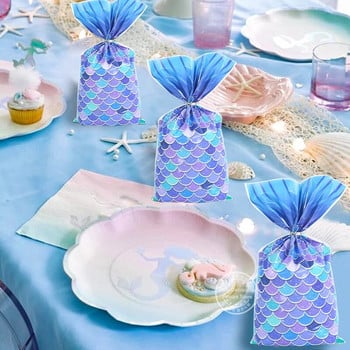 50 τμχ Mermaid Party Candy Τσάντες δώρου Μπισκότο Τσάντα συσκευασίας Παιδικό κορίτσι Μικρή Γοργόνα με θέμα Γενέθλια Προμήθειες για πάρτι για μωρά