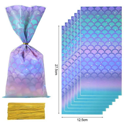 50 τμχ Mermaid Party Candy Τσάντες δώρου Μπισκότο Τσάντα συσκευασίας Παιδικό κορίτσι Μικρή Γοργόνα με θέμα Γενέθλια Προμήθειες για πάρτι για μωρά