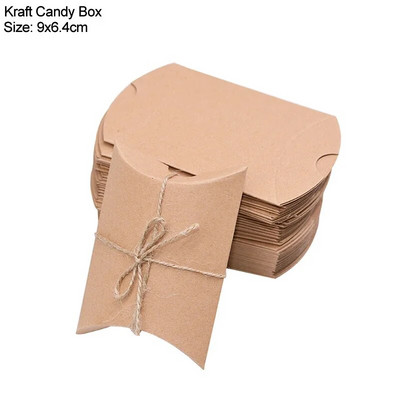 10/20/30Pcs Μαξιλαροθήκη Κουτί ζαχαρωτών Kraft Χαρτί Χριστουγεννιάτικο Δώρο Συσκευασίες Κουτιά καραμέλα Μπομπονιέρες γάμου Διακοσμήσεις για πάρτι γενεθλίων