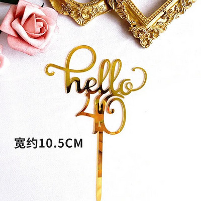 Hello Thirty Happy Birthday Cake Topper Gold Acrylic Number 30 Acrylic Cupcake Topper for 30th Birthday Party Cake Decorations