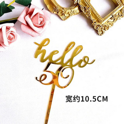 Hello Thirty Happy Birthday Cake Topper Gold Acrylic Number 30 Acrylic Cupcake Topper for 30th Birthday Party Cake Decorations