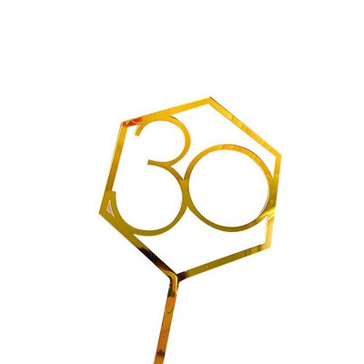 Hello Thirty Happy Birthday Cake Topper Gold Acrylic Number 30 Acrylic Cupcake Topper for 30th Birthday Party Cake Decorations