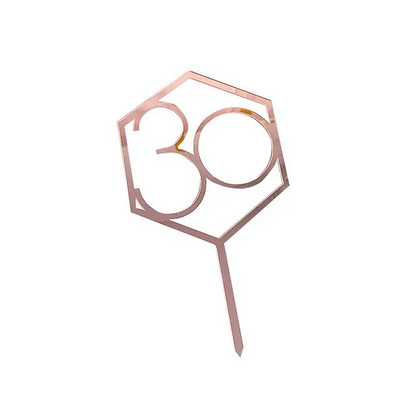 Hello Thirty Happy Birthday Cake Topper Gold Acrylic Number 30 Acrylic Cupcake Topper for 30th Birthday Party Cake Decorations