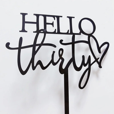 Hello Thirty Happy Birthday Cake Topper Gold Acrylic Number 30 Acrylic Cupcake Topper for 30th Birthday Party Cake Decorations