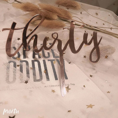 Hello Thirty Happy Birthday Cake Topper Gold Acrylic Number 30 Acrylic Cupcake Topper for 30th Birthday Party Cake Decorations