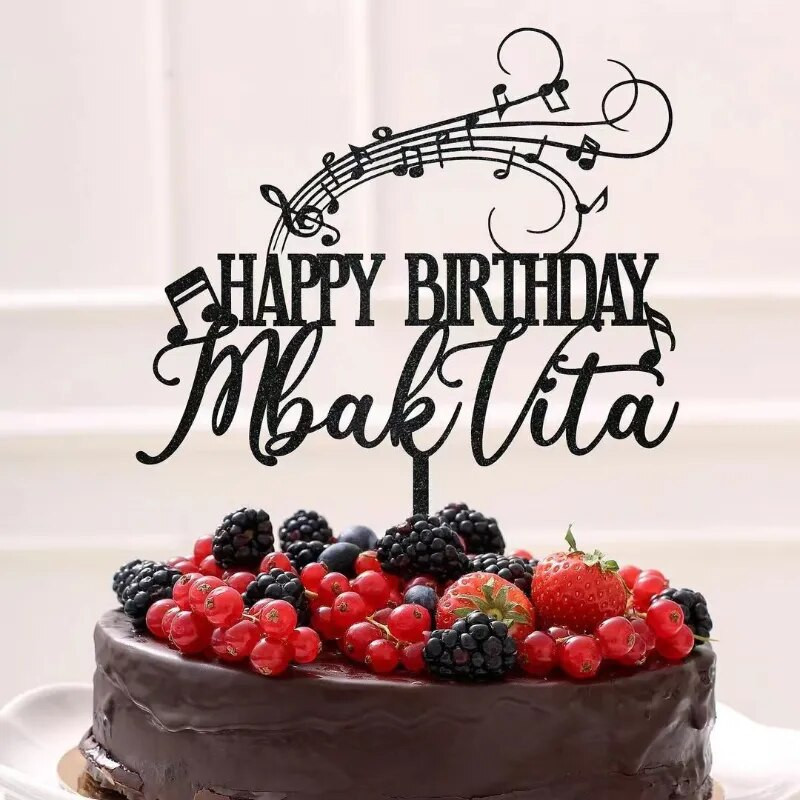 Naujas muzikinių natų torto užpilas Auksinis akrilo teminis Muzika Su gimtadieniu Kūdikio gimtadienio torto viršelis su muzikine vakarėlio torto puošmena