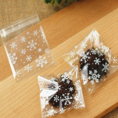 50 τεμ/παρτίδα Νέα άφιξη 10x10cm Clear Christmas Snowflake Cookie Bag, Πλαστική αυτοκόλλητη σφραγίδα σελοφάν, Τσάντες τσέλο δώρου αρτοποιίας