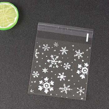 50 τεμ/παρτίδα Νέα άφιξη 10x10cm Clear Christmas Snowflake Cookie Bag, Πλαστική αυτοκόλλητη σφραγίδα σελοφάν, Τσάντες τσέλο δώρου αρτοποιίας