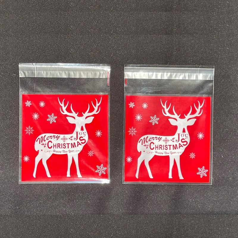100 vnt Kalėdų skaidrus pakavimo maišelis Kalėdų Senelis Snaigė Linksmų Kalėdų saldainių sausainių maišeliai Kalėdų vakarėlio reikmenims