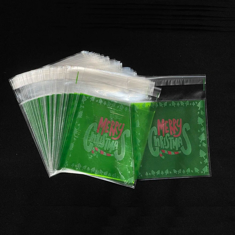 100 vnt Kalėdų skaidrus pakavimo maišelis Kalėdų Senelis Snaigė Linksmų Kalėdų saldainių sausainių maišeliai Kalėdų vakarėlio reikmenims