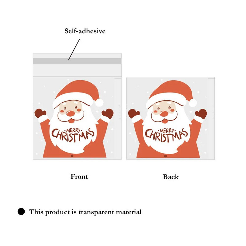 100 vnt Kalėdų skaidrus pakavimo maišelis Kalėdų Senelis Snaigė Linksmų Kalėdų saldainių sausainių maišeliai Kalėdų vakarėlio reikmenims