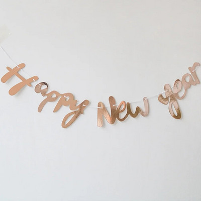 Ins Happy New Year Ligature Letter Τραβώντας σημαία Παραμονή Πρωτοχρονιάς Ευτυχισμένο το νέο έτος 2024 Φόντο κρεμαστή γιρλάντα DIY Home Decorati