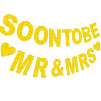 3M Golden SOONTOBE MR ＆ MRS Sparkling Pink Garland Κρεμαστό πανό για γαμήλια πάρτι DIY Διακόσμηση φόντου