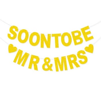 3M Golden SOONTOBE MR ＆ MRS Sparkling Pink Garland Κρεμαστό πανό για γαμήλια πάρτι DIY Διακόσμηση φόντου