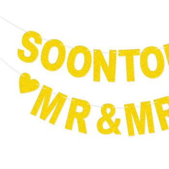 3M Golden SOONTOBE MR ＆ MRS Sparkling Pink Garland Κρεμαστό πανό για γαμήλια πάρτι DIY Διακόσμηση φόντου