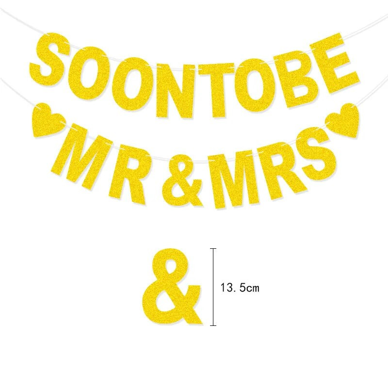 3M Golden SOONTOBE MR ＆ MRS putojančios rožinės girliandos Europos ir Amerikos vestuvių vakarėlio kabantys reklamjuostės „pasidaryk pats“ fono dekoravimas