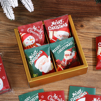 100 бр Коледни торбички за бисквитки с горещо запечатване за ръчно изработени бонбони Опаковка за печене на бисквити Коледна новогодишна парти Декорация 2023 г. Детски подарък