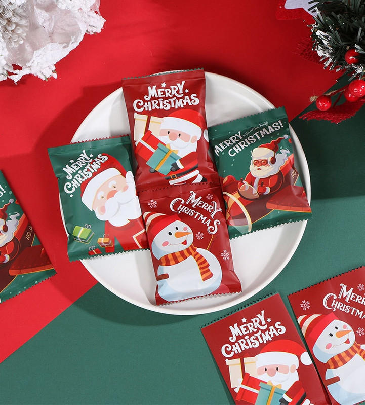 100 vnt Kalėdų Hot Seal sausainių maišeliai rankų darbo saldainių sausainių kepimui pakuoti Kalėdų Naujųjų metų vakarėlio dekoravimui 2023 m. dovana vaikams