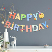 Ins Wind Happy Birthday Smiling Face Letter Flag Banner Παιδικό πάρτι γενεθλίων Baby shower κρεμαστή Garand Διακοσμητικά προμήθειες