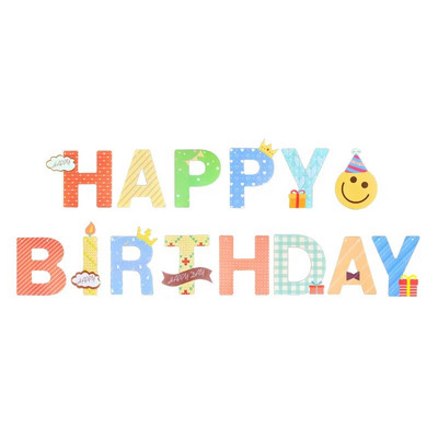 Ins Wind Happy Birthday Smiling Face Letter Flag Banner Παιδικό πάρτι γενεθλίων Baby shower κρεμαστή Garand Διακοσμητικά προμήθειες