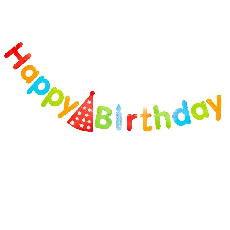 Aukso ir sidabro spalvos gimtadienio skrybėlės raidžių reklamjuostė papuošta vėliavų girlianda Gimtadienio dekoracija