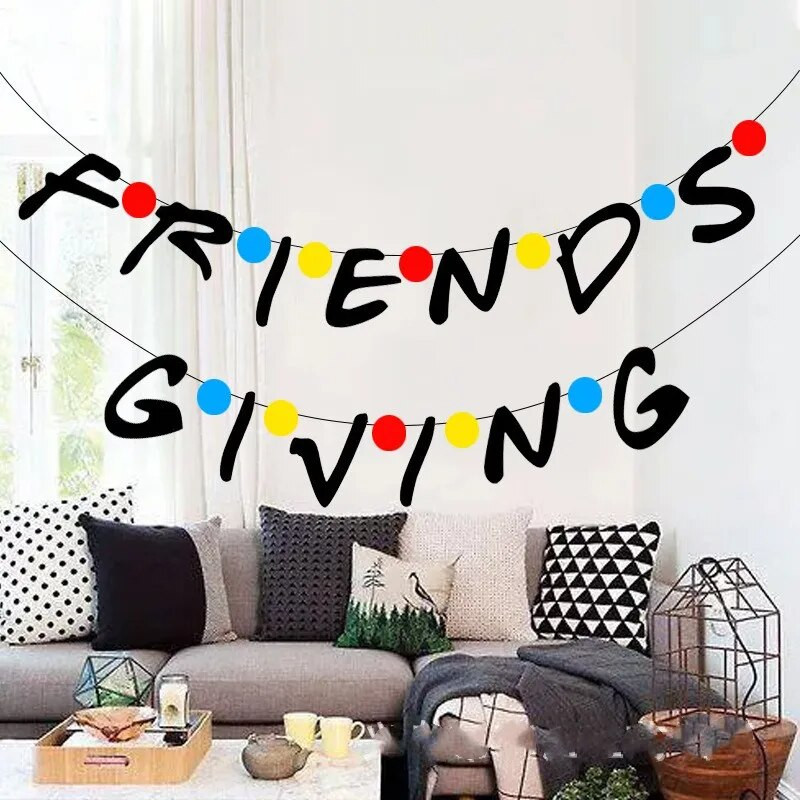 3M senovinis padėkos vakarėlio dekoravimas spalvingas DRAUGŲ DOVANOJIMAS Laiškas Vėliava Derliaus šventė Vakarėlis Girliandos scenos dekoras