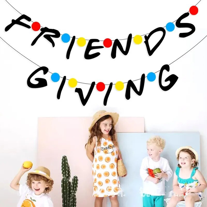 3M senovinis padėkos vakarėlio dekoravimas spalvingas DRAUGŲ DOVANOJIMAS Laiškas Vėliava Derliaus šventė Vakarėlis Girliandos scenos dekoras