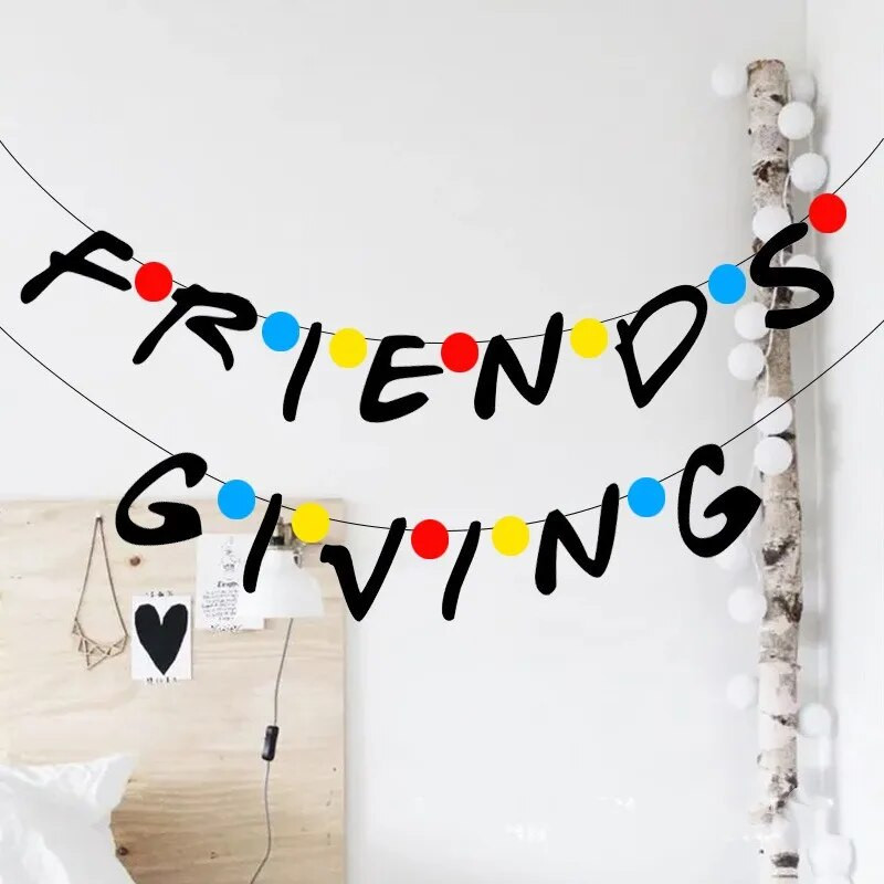 3M senovinis padėkos vakarėlio dekoravimas spalvingas DRAUGŲ DOVANOJIMAS Laiškas Vėliava Derliaus šventė Vakarėlis Girliandos scenos dekoras