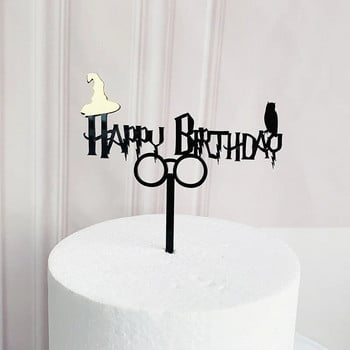 Нов анимационен филм Честит рожден ден Акрилен топер за торта Сладко момче Вещица Топер за торта за деца Рожден Ден Декорации за торта Baby Shower