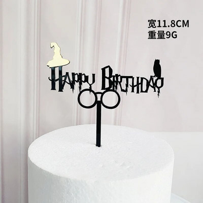 New Cartoon Happy Birthday Acrylic Cake Topper Cute Boy Witch Cake Topper For Kids Birthday Party Διακοσμήσεις τούρτας Baby Shower
