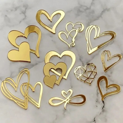 10 buc./set Ins Style Love Heart Acrilic Cake Topper Ziua Îndrăgostiților Decorat Tort Tort de nuntă Inserție laterală din acril