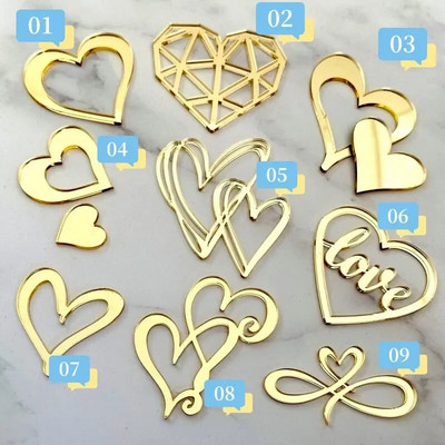 10 τμχ/σετ Ins Style Love Heart ακρυλικό κάλυμμα για τούρτα γενεθλίων για την ημέρα του Αγίου Βαλεντίνου Διακόσμηση τούρτας γάμου στο πλάι ακρυλικό ένθετο