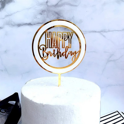 Νέα σήμανση λέιζερ Happy Birthday Cake Topper Painting Διακόσμηση πάρτι Είδη διακόσμησης Εργαλεία διακόσμησης Αξεσουάρ ψησίματος