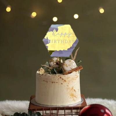 Νέα σήμανση λέιζερ Happy Birthday Cake Topper Painting Διακόσμηση πάρτι Είδη διακόσμησης Εργαλεία διακόσμησης Αξεσουάρ ψησίματος