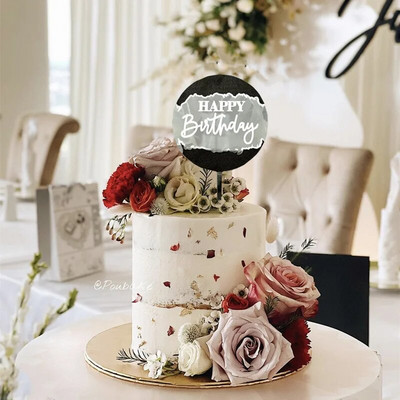 Νέα σήμανση λέιζερ Happy Birthday Cake Topper Painting Διακόσμηση πάρτι Είδη διακόσμησης Εργαλεία διακόσμησης Αξεσουάρ ψησίματος