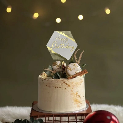Νέα σήμανση λέιζερ Happy Birthday Cake Topper Painting Διακόσμηση πάρτι Είδη διακόσμησης Εργαλεία διακόσμησης Αξεσουάρ ψησίματος