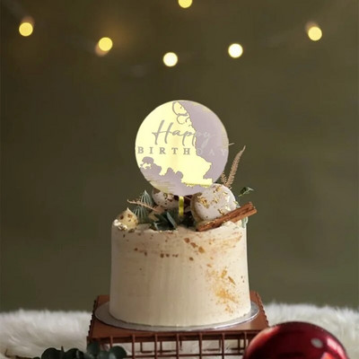 Νέα σήμανση λέιζερ Happy Birthday Cake Topper Painting Διακόσμηση πάρτι Είδη διακόσμησης Εργαλεία διακόσμησης Αξεσουάρ ψησίματος