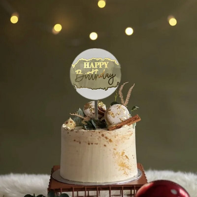 Νέα σήμανση λέιζερ Happy Birthday Cake Topper Painting Διακόσμηση πάρτι Είδη διακόσμησης Εργαλεία διακόσμησης Αξεσουάρ ψησίματος