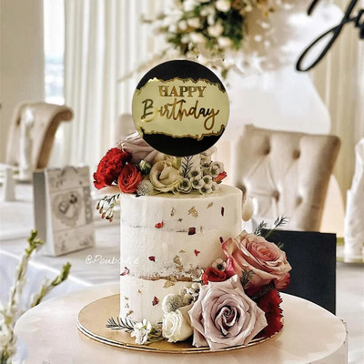 Νέα σήμανση λέιζερ Happy Birthday Cake Topper Painting Διακόσμηση πάρτι Είδη διακόσμησης Εργαλεία διακόσμησης Αξεσουάρ ψησίματος