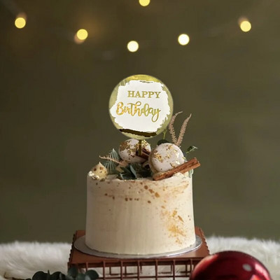 Νέα σήμανση λέιζερ Happy Birthday Cake Topper Painting Διακόσμηση πάρτι Είδη διακόσμησης Εργαλεία διακόσμησης Αξεσουάρ ψησίματος