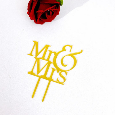 Νέο Mr&Mrs Cake Topper Χρυσό Ακρυλικό Mr Mrs Wedding Cake Topper Αρραβώνα Διακοσμήσεις γαμήλιας τούρτας Mariage Party Supplies