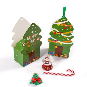 6 бр. Стилът е произволен Весела Коледа Подаръчна кутия за бонбони с етикет Бисквитки от крафт хартия Подаръчни опаковъчни торби Коледно парти