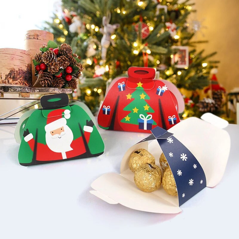 12 vnt animacinių filmų megztinis Kalėdų saldainių dėžutė vaikams šokolado dovanų pakavimo dėžutė 2024 Linksmų Kalėdų dekoras Naujųjų metų vakarėlio reikmenys